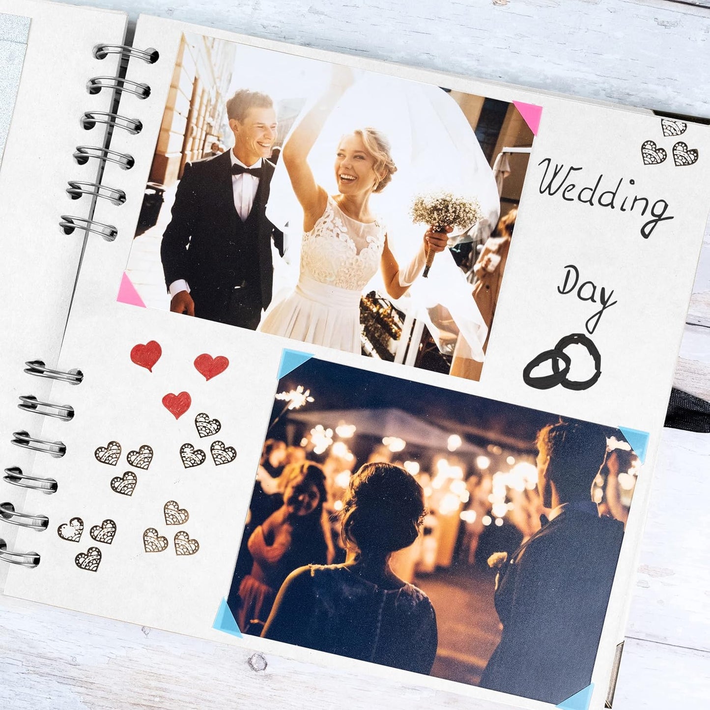 Bstorify Square Scrapbook Photo Albums 60 Pages (8 x 8 Inch) White Thick Paper, Hardcover, Metal Corners, Ribbon Closure - Ideal for Your Scrapbooking Albums, Art & Craft Projects (8 x 8 Inch, White)