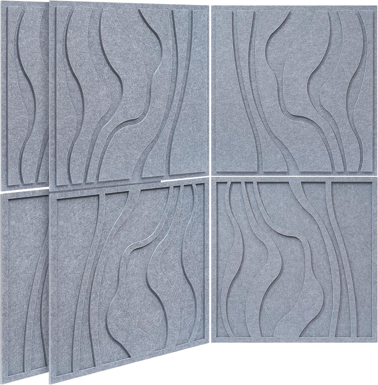 BUBOS Large Acoustic Panels, 6-Pack Soundproof Wall Panels Thickened 23.6 x 23.6 Inches, Self-adhesive Sound Absorbing Panels Decorative for Recording Studio Office Home Theater, Dark Grey