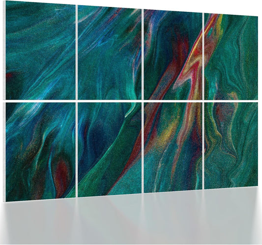 UMIACOUSTICS 8 Pcs 0.7Inch Thick Art Acoustic Panels, Total 47.2” x 31.5” Decorative Sound Absorbing Art Panels, Acoustical Wall Panels for Home, Office, Hotel, Turquoise-Light