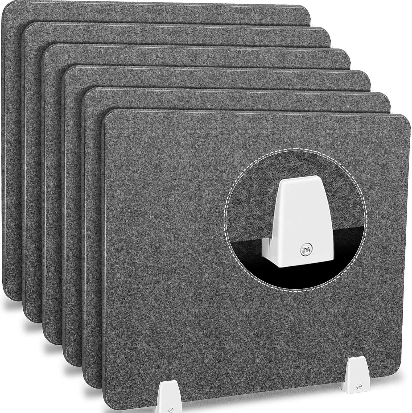 6 Pcs Desk Divider Privacy Panel 20 x 24 Clamp-on Acoustic Freestanding Desktop Partition Dividers with Aluminum Guard Clamps for Office Student Sound Proof Reducing Noise Visual Distractions(Gray)