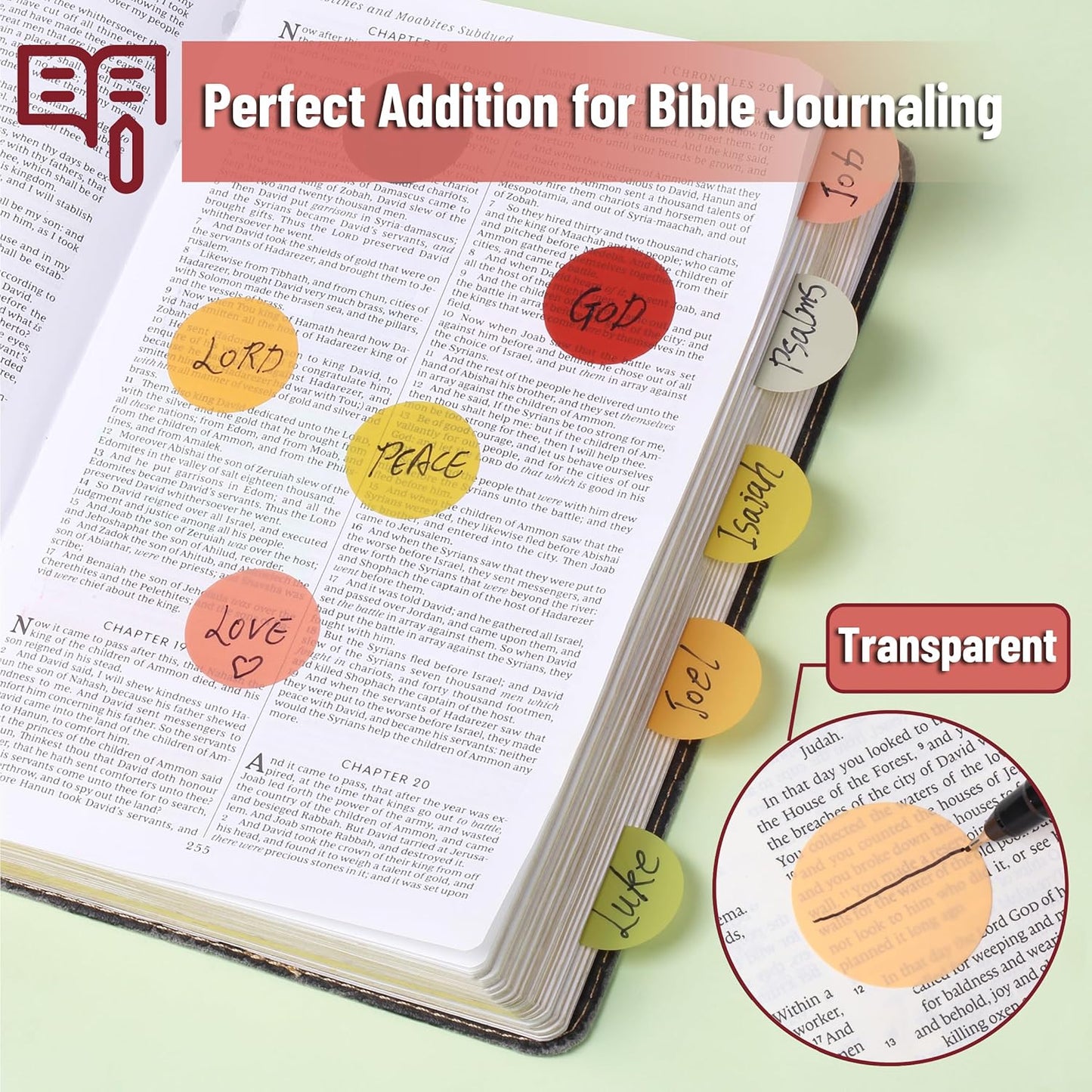 Mr. Pen- Transparent Sticky Note Set, 560Sheets, Colorful, Round Transparent Sticky Notes Set