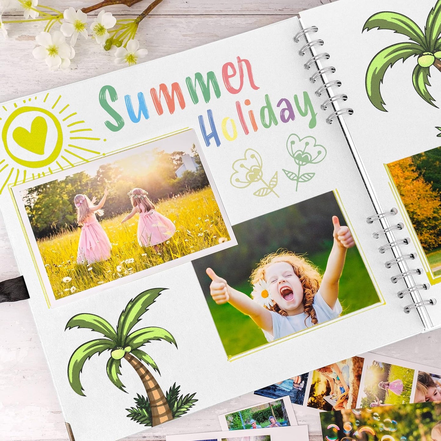 Bstorify Square Scrapbook Photo Albums 80 Pages (28 x 28 cm) White Thick Paper, Hardcover, Metal Corners, Ribbon Closure - Ideal for Your Scrapbooking Albums, Art & Craft Projects