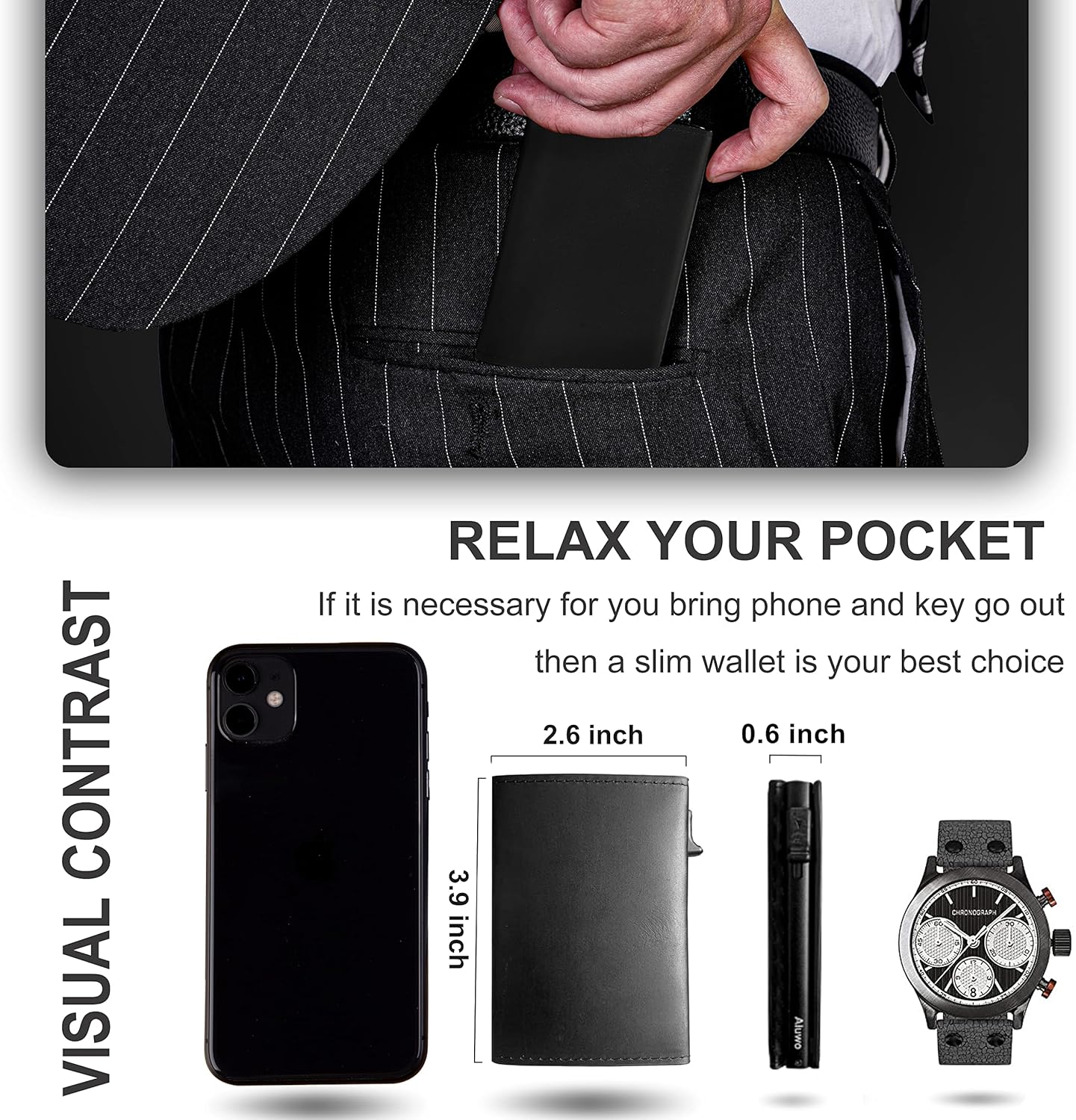 Aiuwo Airtag Wallet for Men,Mens Wallet Card Holder,Smart,Slim,Minimalist Wallet,Credit Cards Holder RFID Blocking Wallet (Airtag Wallet, Crazy Horse Black)