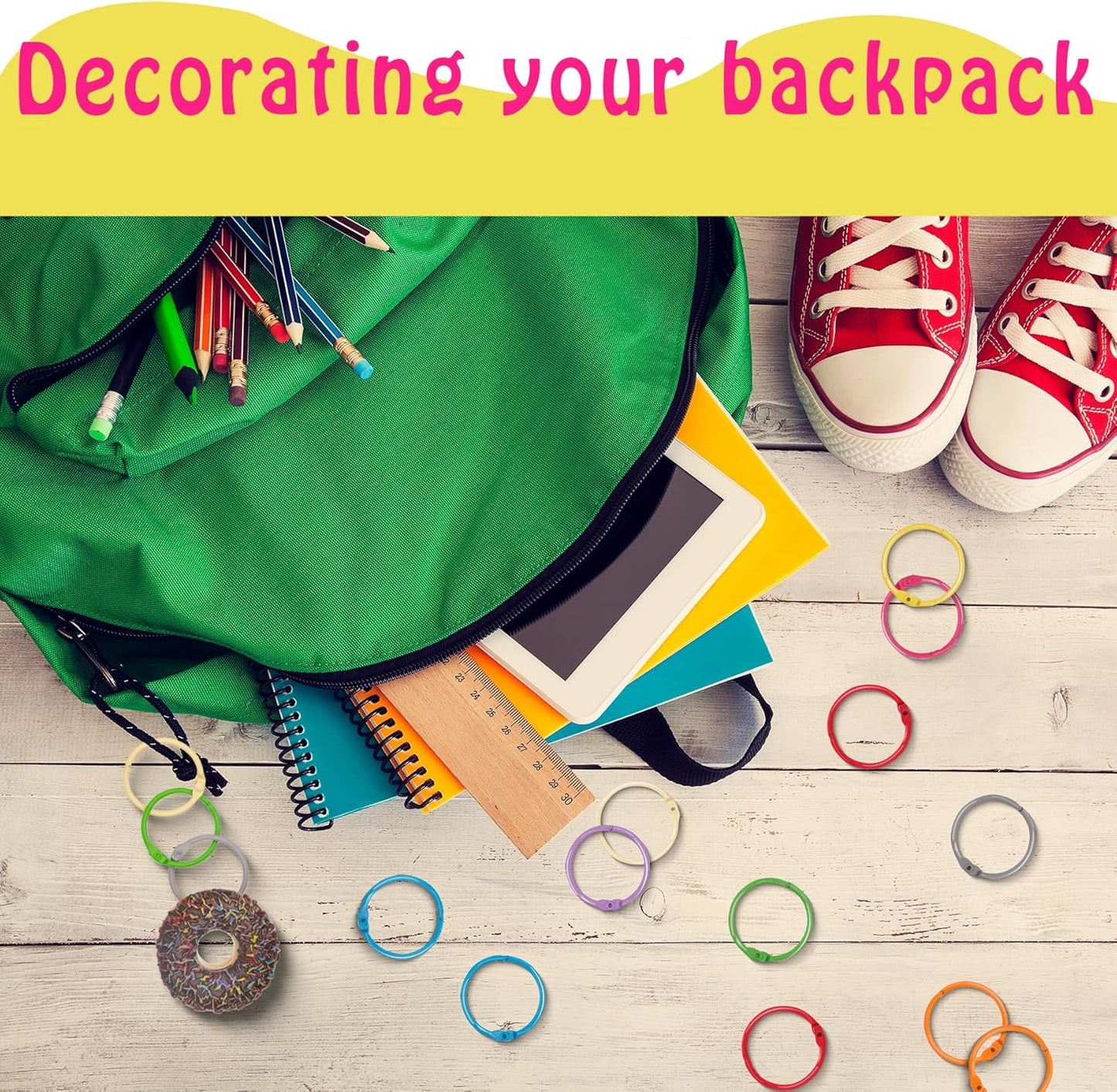 1 1/5 Inch (50 Pack) Metallic Binder Rings Colorful Metal Steel Loose Leaf Rings Binding Rings for Index Cards, Keychain Key Rings Book Rings for Paper Notebook Office School Home, 10 Colors