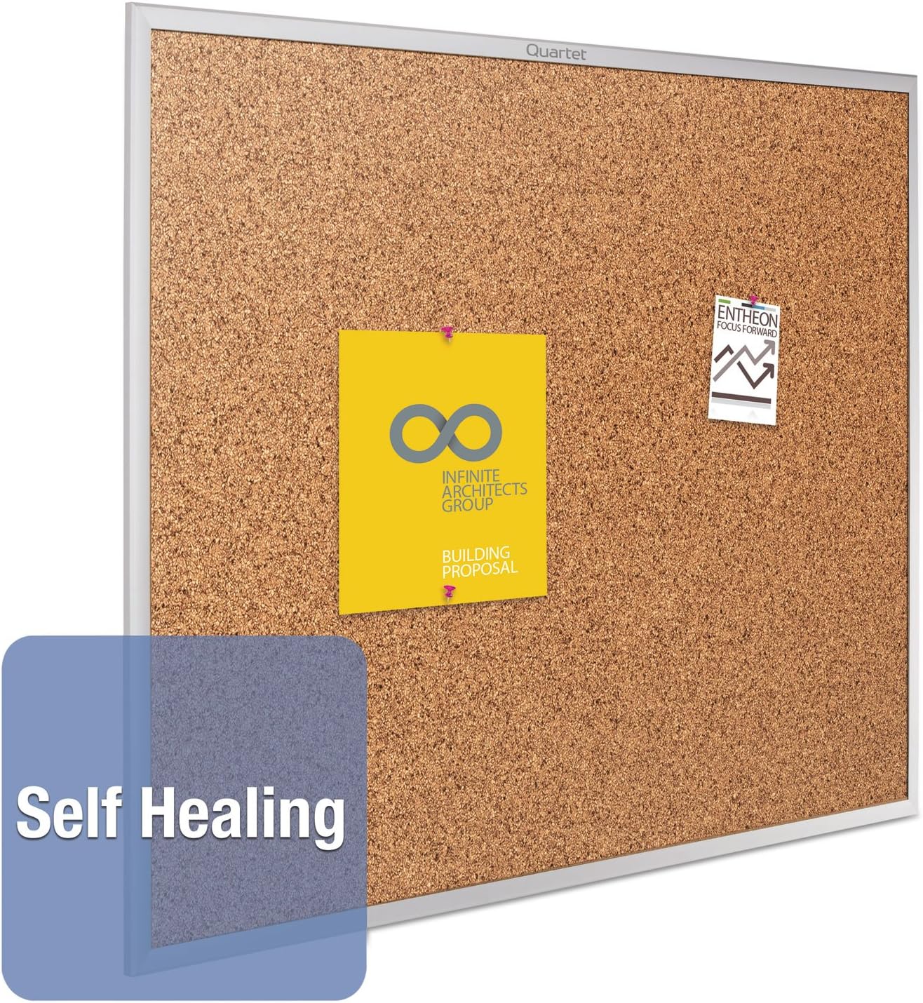 Quartet Cork Board, Bulletin Board, 8' x 4' Corkboard, Aluminum Frame (2308),Silver