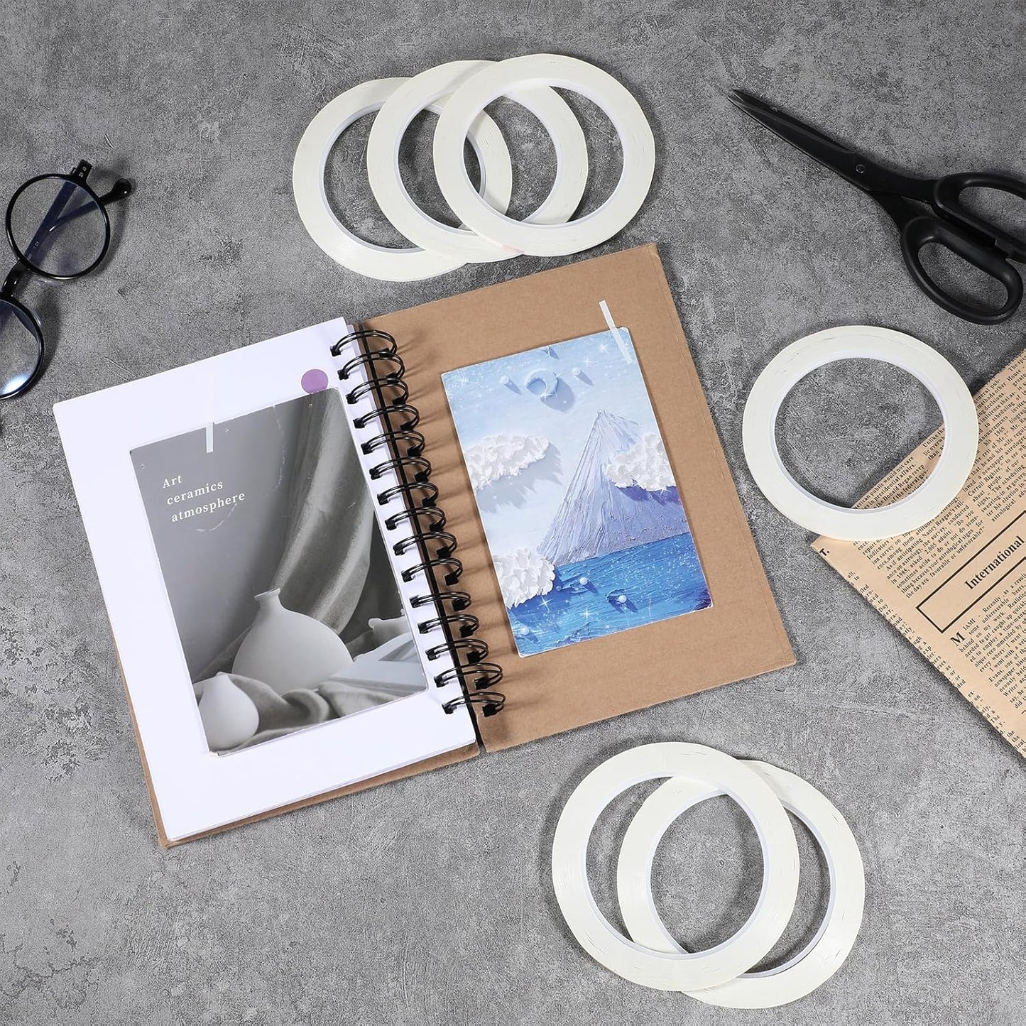 6 Rolls 1/8" Thin Dry Erase Board Tape Whiteboard Graphic Chart Line Grid Marking Tapes Pinstripe Tape Thin Painters Tapes for DIY Art Graphic Chart Marking(216 Feet Per Roll)