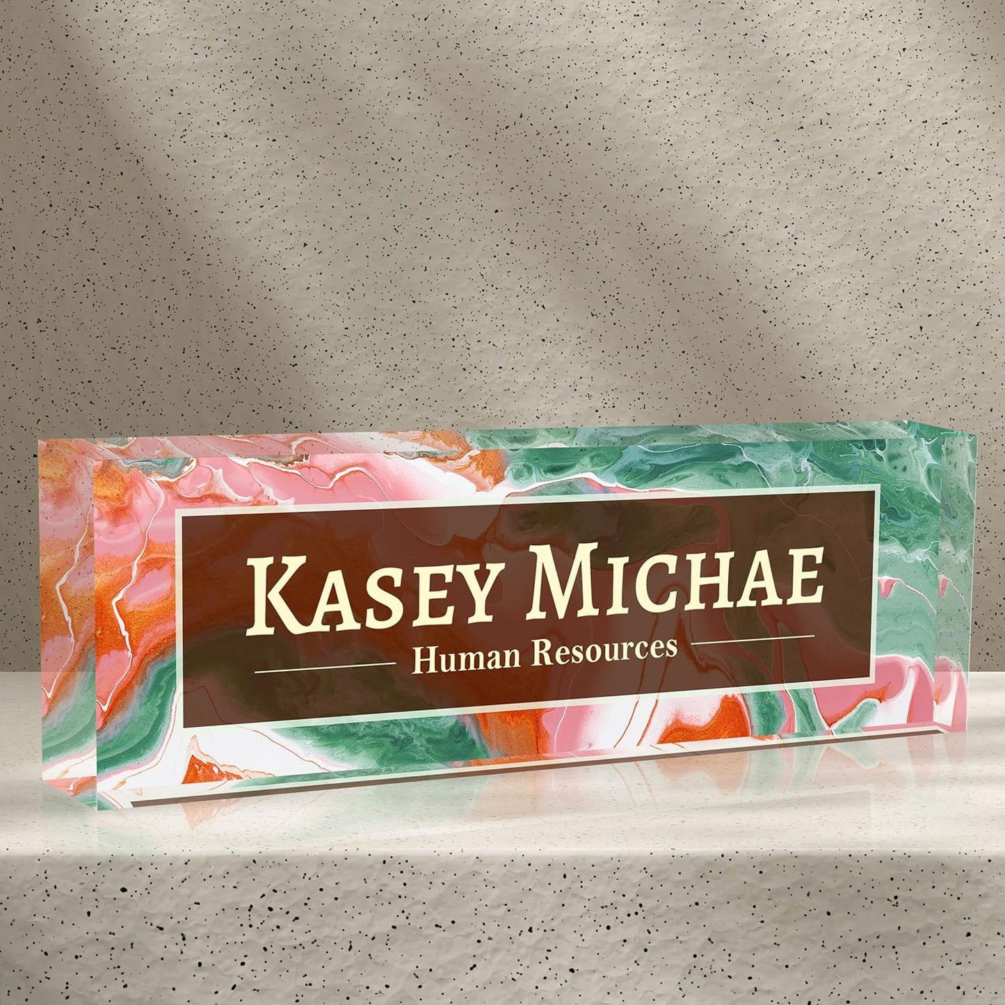 Desk Name Plate Personalized, Custom Name Plates for Desks, Employee Appreciation Gifts,Acrylic Desk Ornaments (Ink Painting)