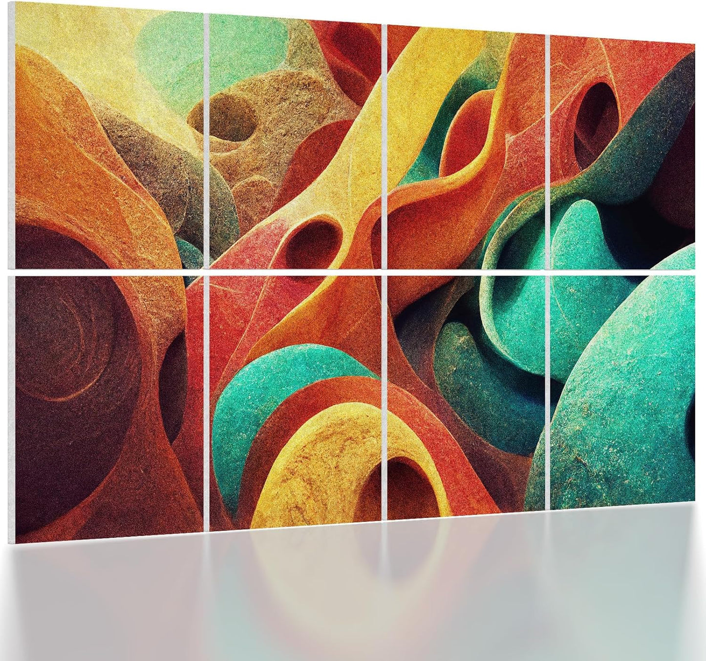 UMIACOUSTICS 8 Pcs 0.7Inch Thick Art Acoustic Panels, Total 47.2” x 31.5” Decorative Sound Absorbing Art Panels, Acoustical Wall Panels for Home, Office, Hotel, Sage-brocade