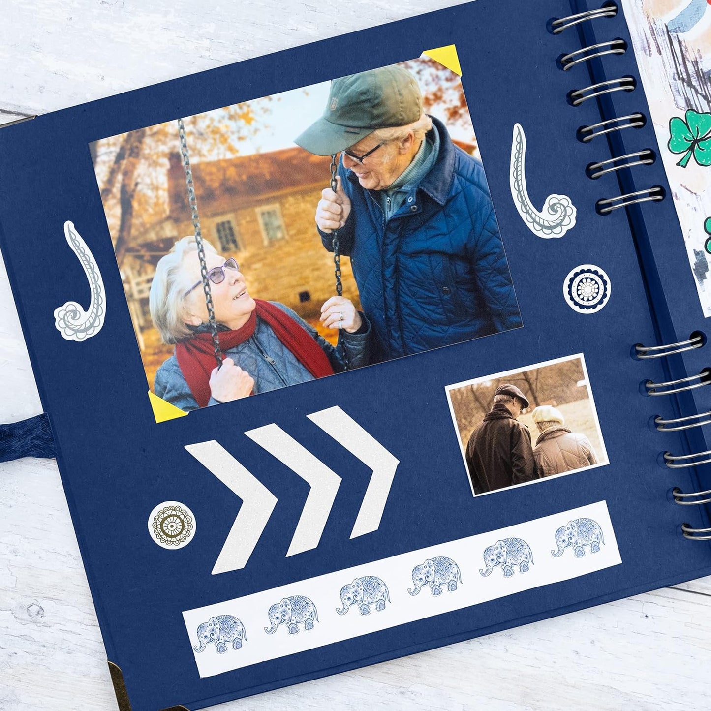 Bstorify Square Scrapbook Photo Albums 8 x 8 Inch Blue Hardcover with Ribbon Closure - Ideal for Scrapbooking, Art & Craft Projects