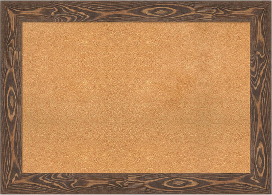 Amanti Art Natural Cork Board for Wall, 30x42 Vision Board with Brown Wood Frame, Large Corkboard Office Decor for Home Organization, Rustic Farmhouse Corkboard Pinboard to display items for home