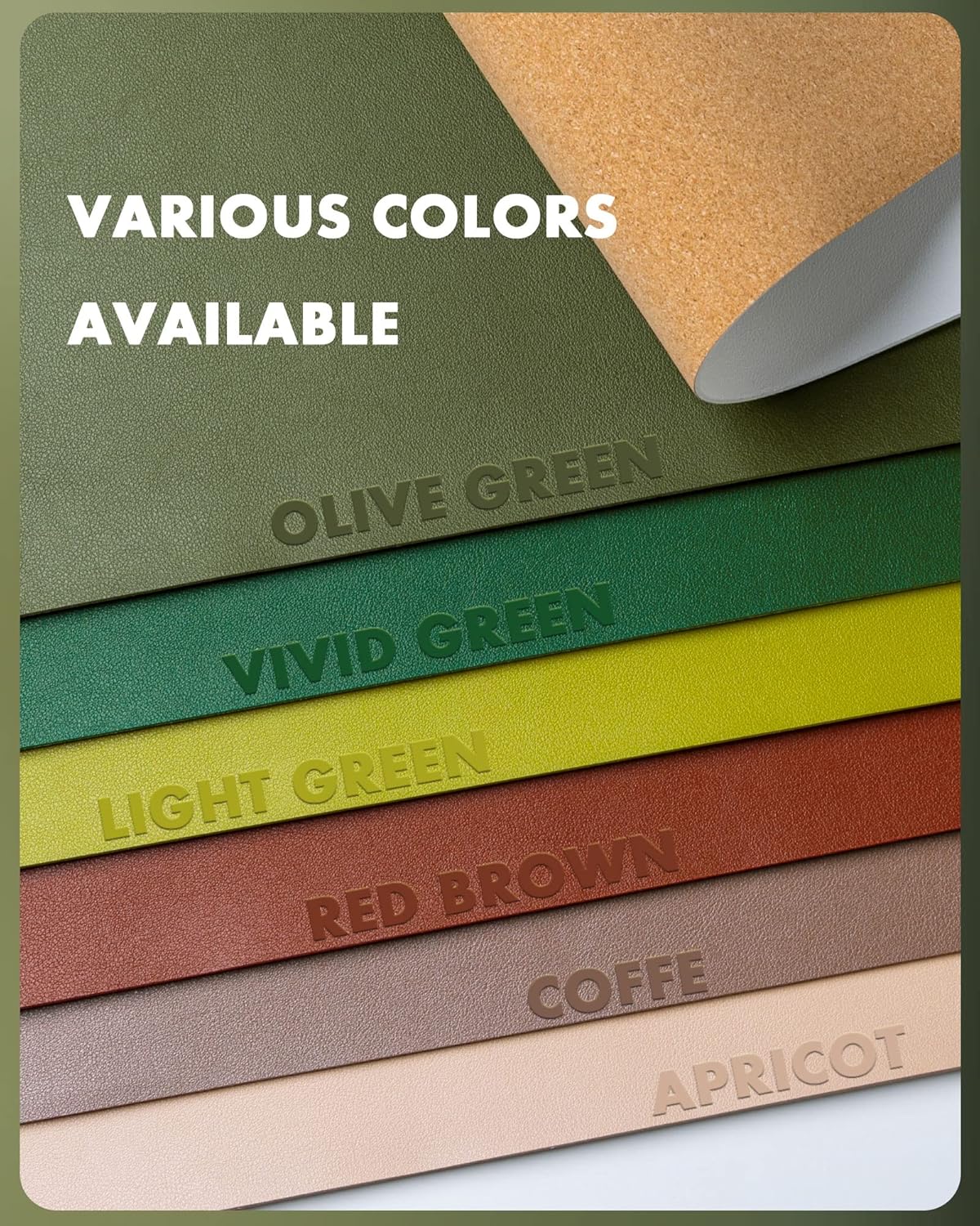 YSAGi Double-Sided Desk Pad, 35.4"x17"Leather Desk Mat, Eco Cork Desk Pad Protector,Large Mouse Pad,Waterproof Desk Blotter for Office/Home(Olive Green)