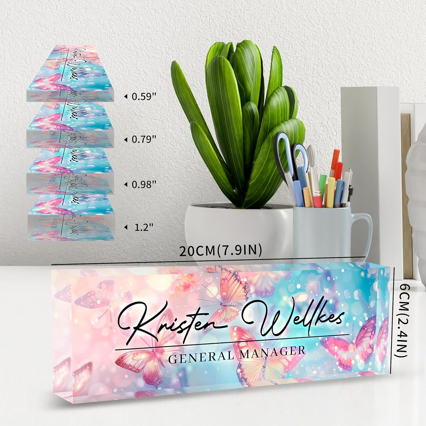 Name Plate for Desk, Desk Name Plate Personalized, Office Desk Decor for Women Men, Acrylic Desk Accessories Employee Appreciation Gifts The Office Gifts for Boss, Manager, Teacher