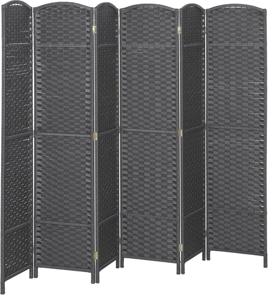 HOMCOM Room Divider, 6 Panel Folding Privacy Screen, 5.6' Tall Freestanding Wall Partition for Home Office, Bedroom, Charcoal Gray