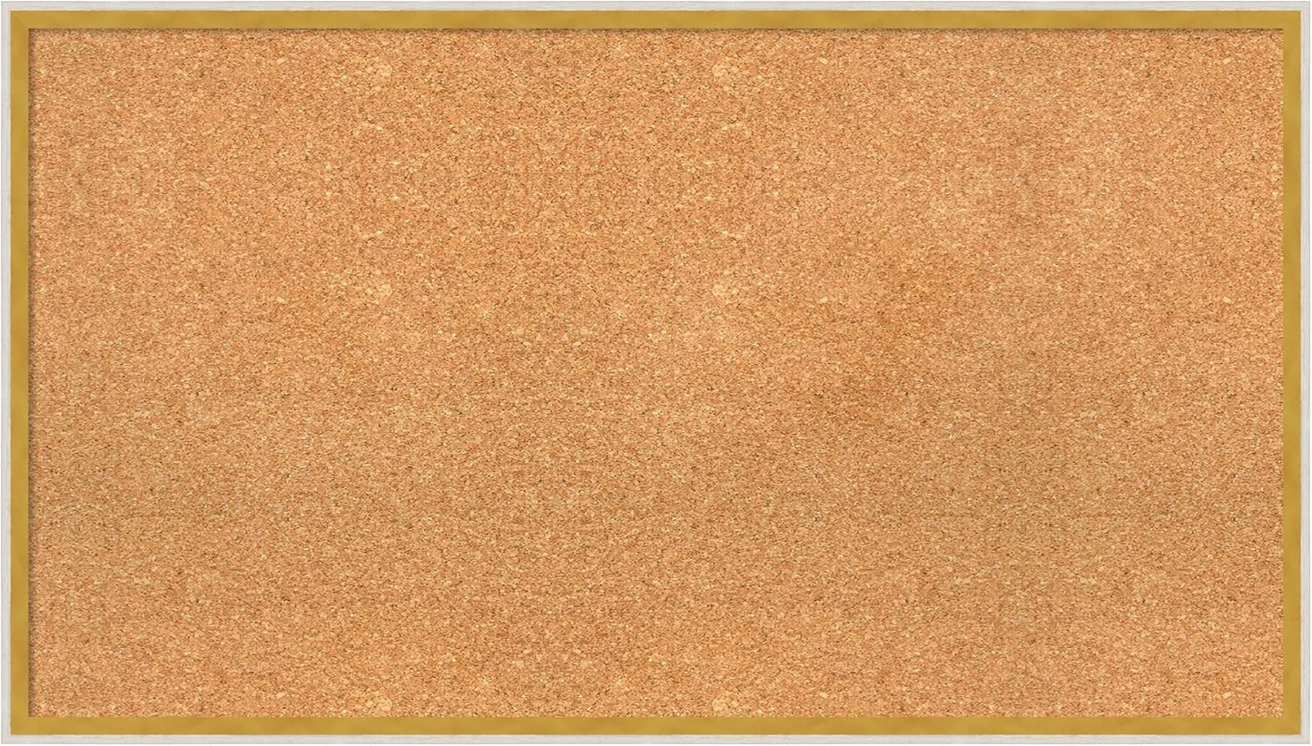Amanti Art Natural Cork Board for Wall, 21x37 Vision Board with White Frame, Large Corkboard Office Decor for Home Organization, Modern Corkboard Pinboard to Display Items for Home Organization in