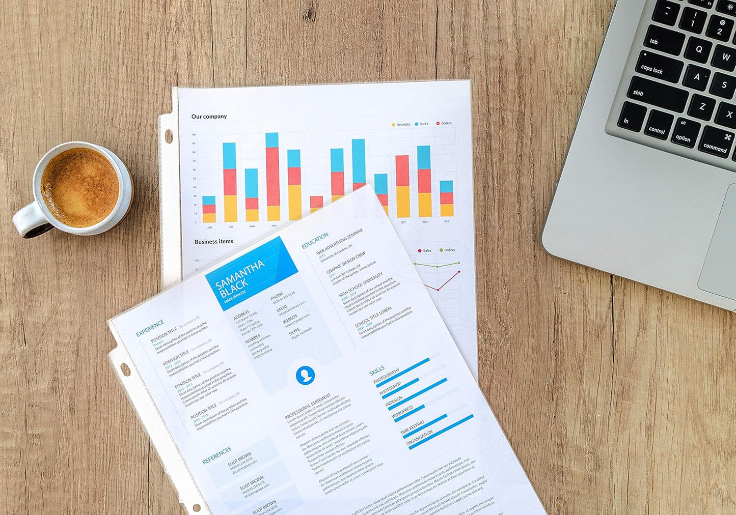 Performore 200-Pack Heavy Duty Sheet Protectors, 8.5x11, archival-Safe, high Clarity, Ink-Resistant, 3-Hole Punched—Perfect for organizing and Protecting documents.