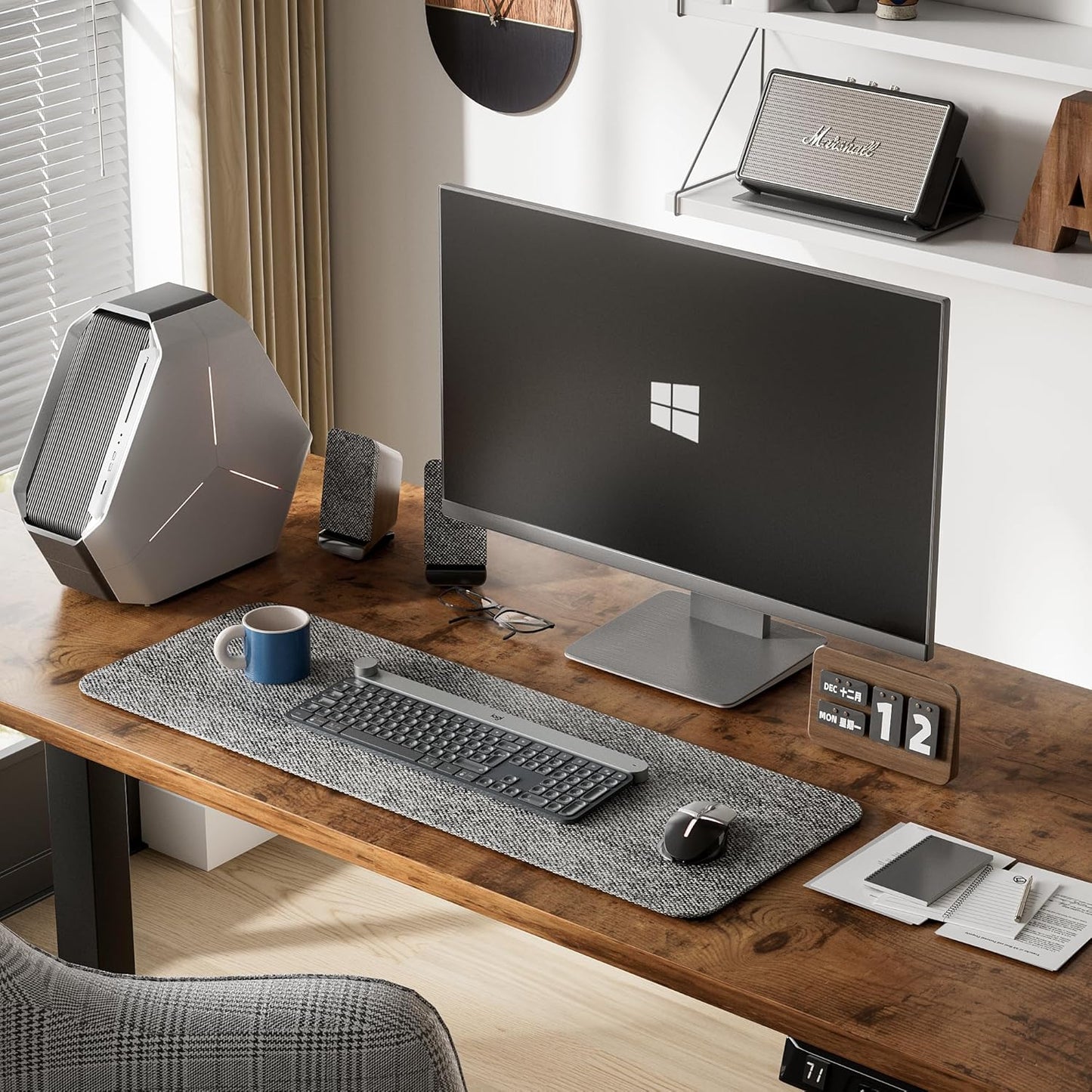 Furmax Electric Standing Desk, 55 x 24 Inches Height Adjustable Desk with Removable Casters, Home Office Computer Desk (Brown)