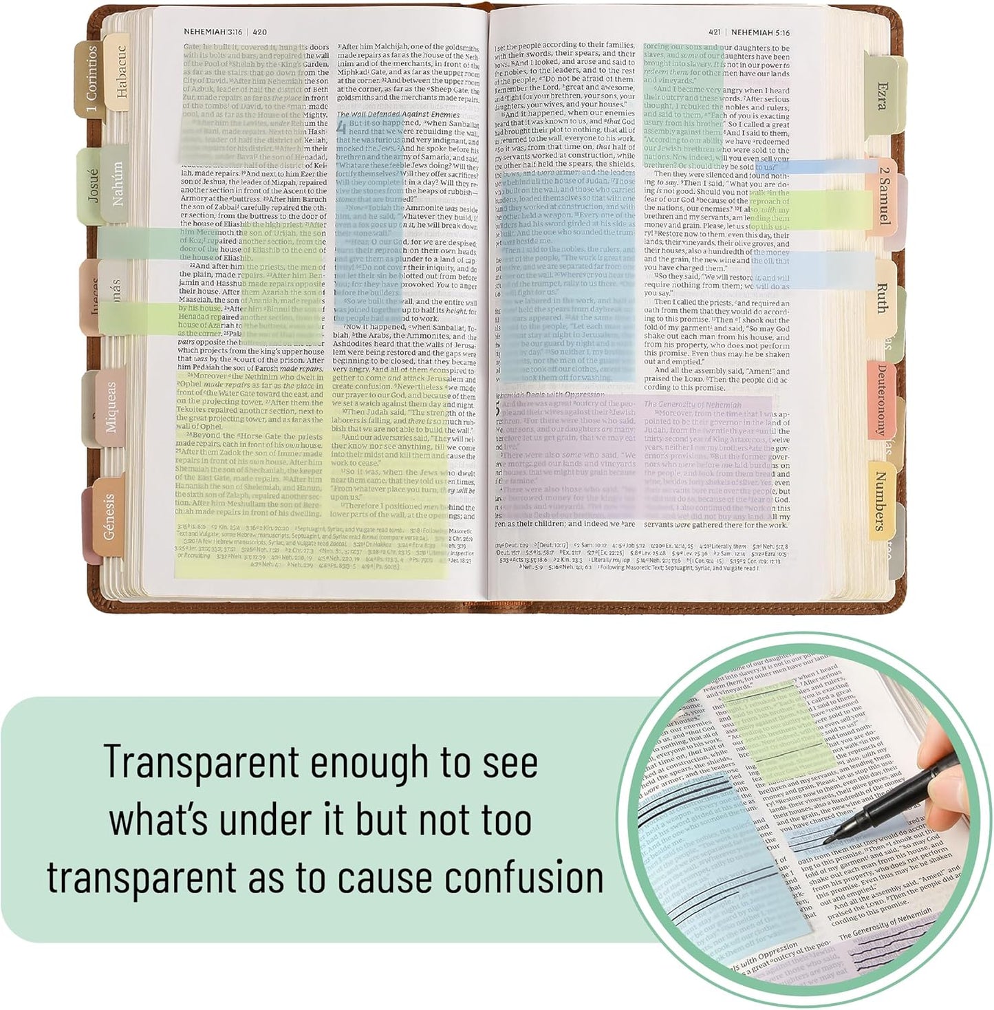 Mr. Pen- Transparent Sticky Note Set, 1650 Sheets, Pastel Colors, Tabs, Dividers, Translucent Planner Notes