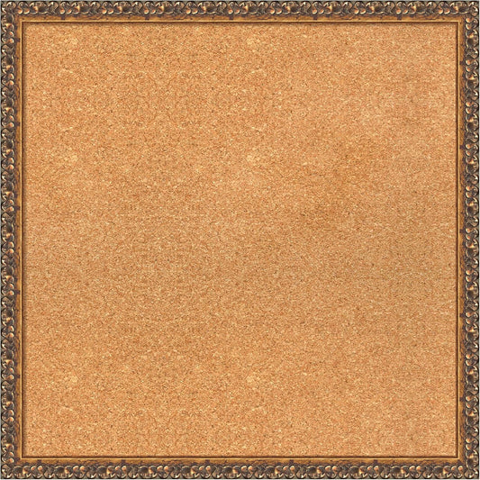 Amanti Art Natural Cork Board for Wall, 24x24 Vision Board with Bronze Frame, Medium Corkboard Office Decor for Home Organization, Traditional Corkboard Pinboard to Display Items for Home