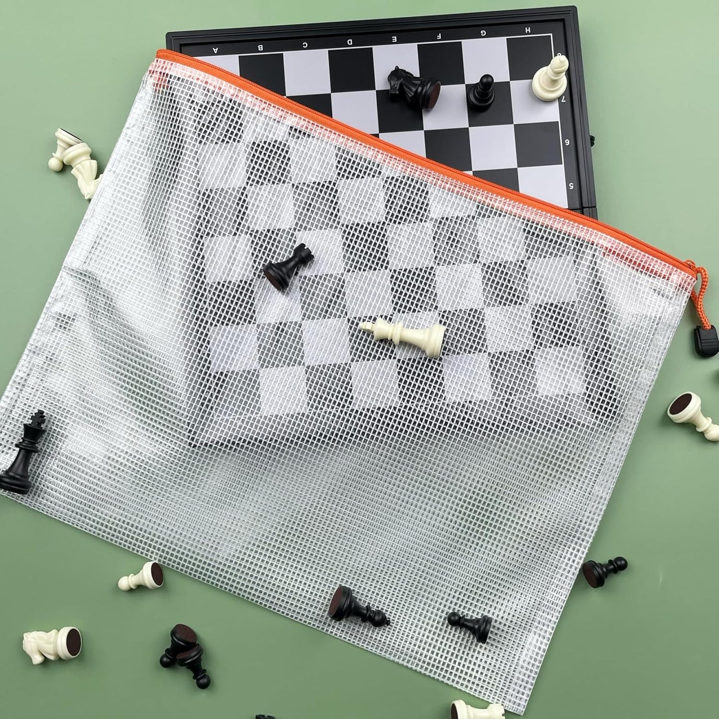 Oaimyy-16Pcs, Mesh Zipper Pouch Document Folders Bag & Plastic Zip File Folders for School Office Supplies, Travel,Puzzles Games Organizing Storage (Inches, MultiSize)