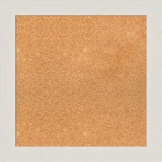 Amanti Art Natural Cork Board for Wall, 21x21 Vision Board with White Frame, Small Corkboard Office Decor for Home Organization, Country Rustic Corkboard Pinboard to Display Items for Home