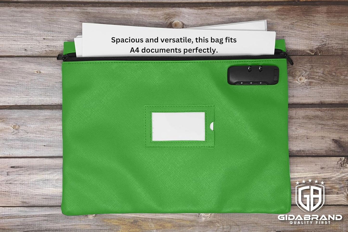 Notary Bag with Lock | 14x11 inch | Light green | Zipper Notary Supplies Bag | Locking Notary Bag for Notary Kit, Stamp, Embosser, Ink Pad, and Valuables | Locking Document Bag | Journal Carrying Case
