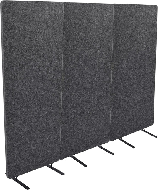 ReFocus™ Raw Freestanding Acoustic Room Divider 3 Pack – Reduce Noise and Visual Distractions with This Lightweight Room Separator (Ash Gray, 24" X 62")