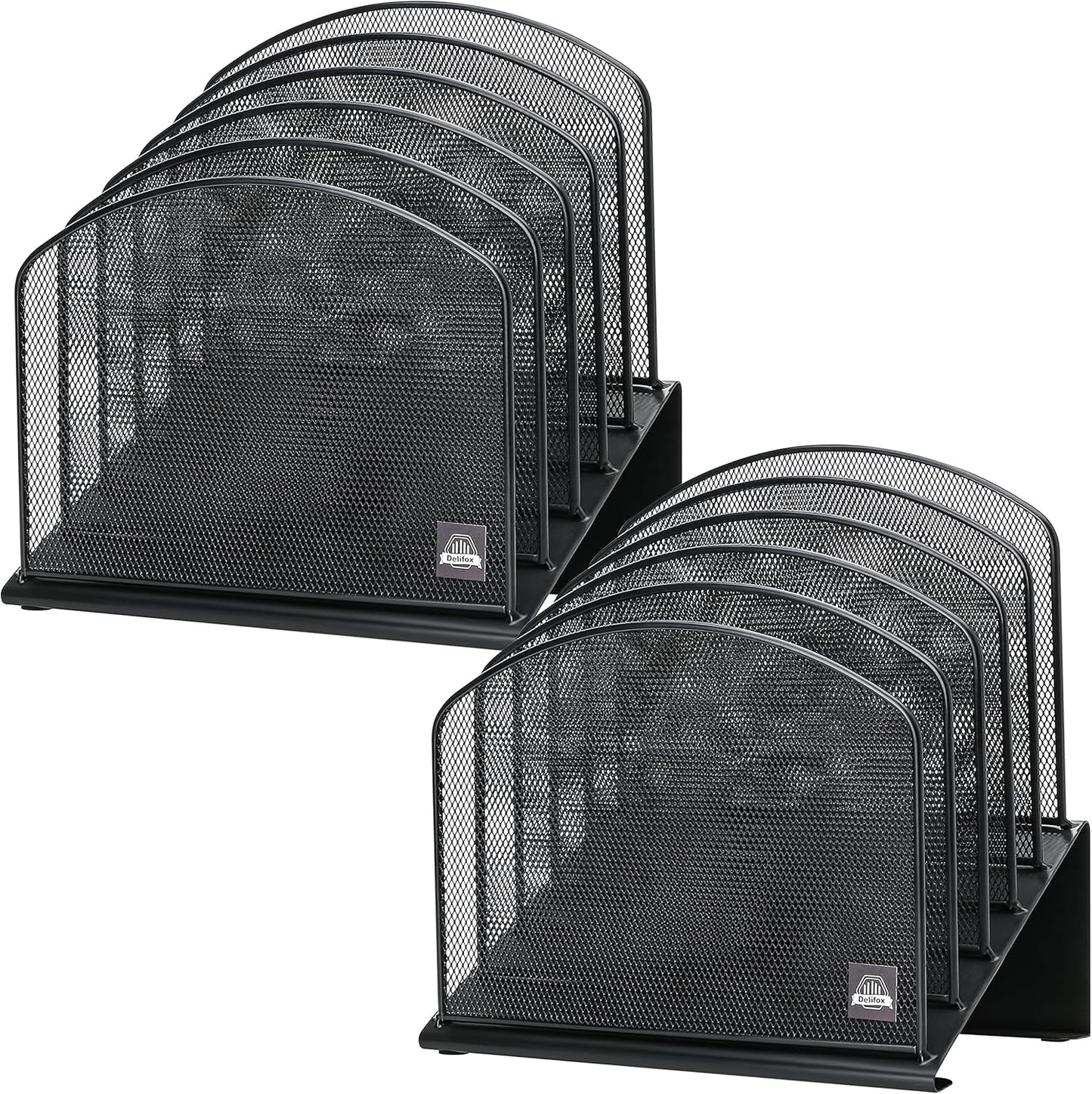 2 Pack Inclined Desk File Organizer, 5 Slot Desktop File Folder Holder Document Holder Sorter Organization and Accessories for Office School Classroom