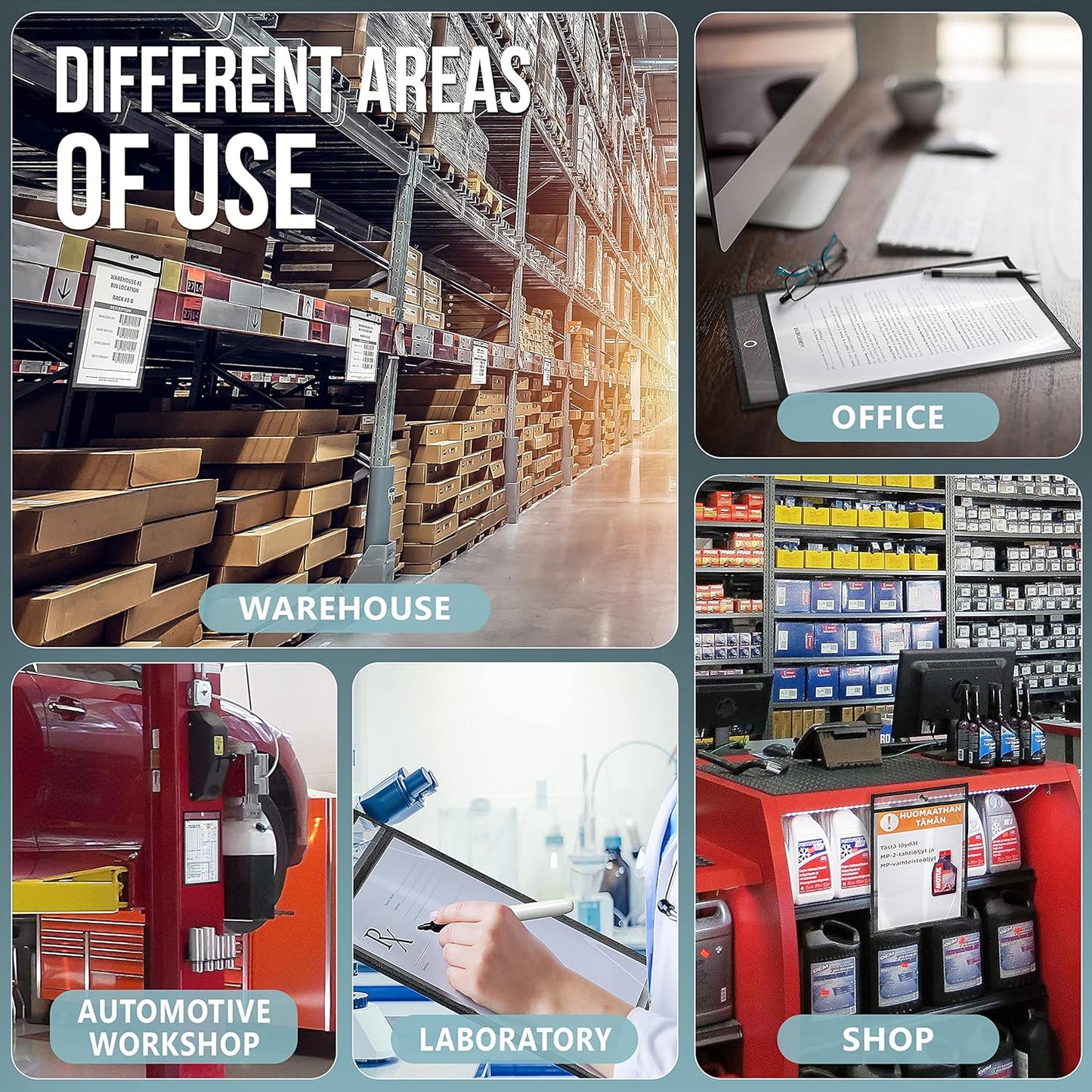 5 Pack Job Ticket Holders 9x12 - Work Order Plastic Sleeves for Documents - Shop Ticket Holders - Heavy Duty Plastic Permit Holder Sleeves - Dry Erase Pocket - Dry Erase Sleeve - Clear Pocket Sleeve