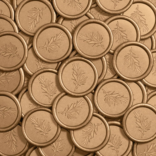 Handmade Wax Seal Stickers - Wedding Invitation Envelope Seal Stickers, 25 Pcs Self- Adhesive Stickers, Perfect for Invitation, Christmas, Gift Wrapping (Rosemary Style, Bronze Wax)