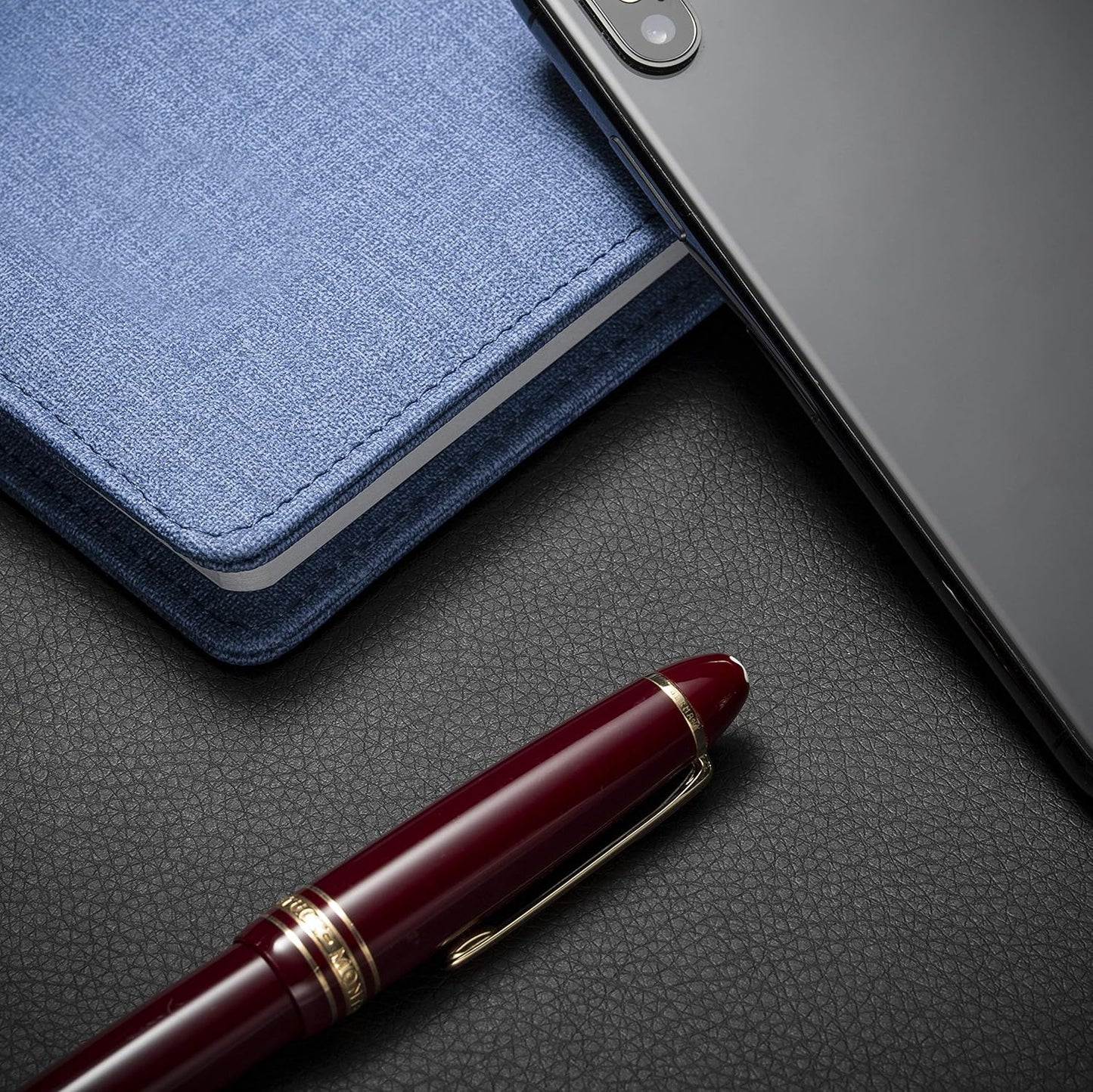 Nekmit Leather Desk Blotter Pad 34 x 17 Inches, Flat, Non-Slip, Waterproof, Black