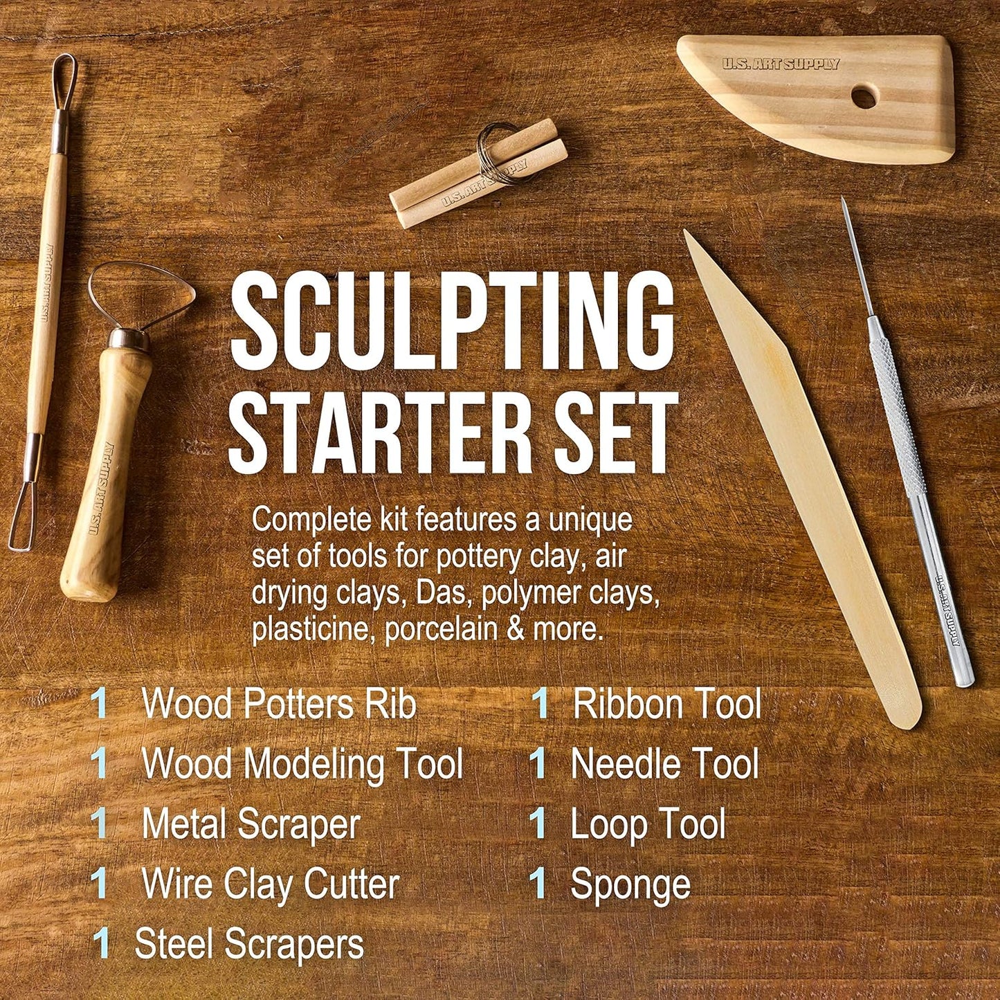 U.S. Art Supply Pottery & Clay Tools Set (12-Piece) - Includes Pottery Tools, Canvas Case for Sculpting, Ceramics, and Easy Storage & Transport