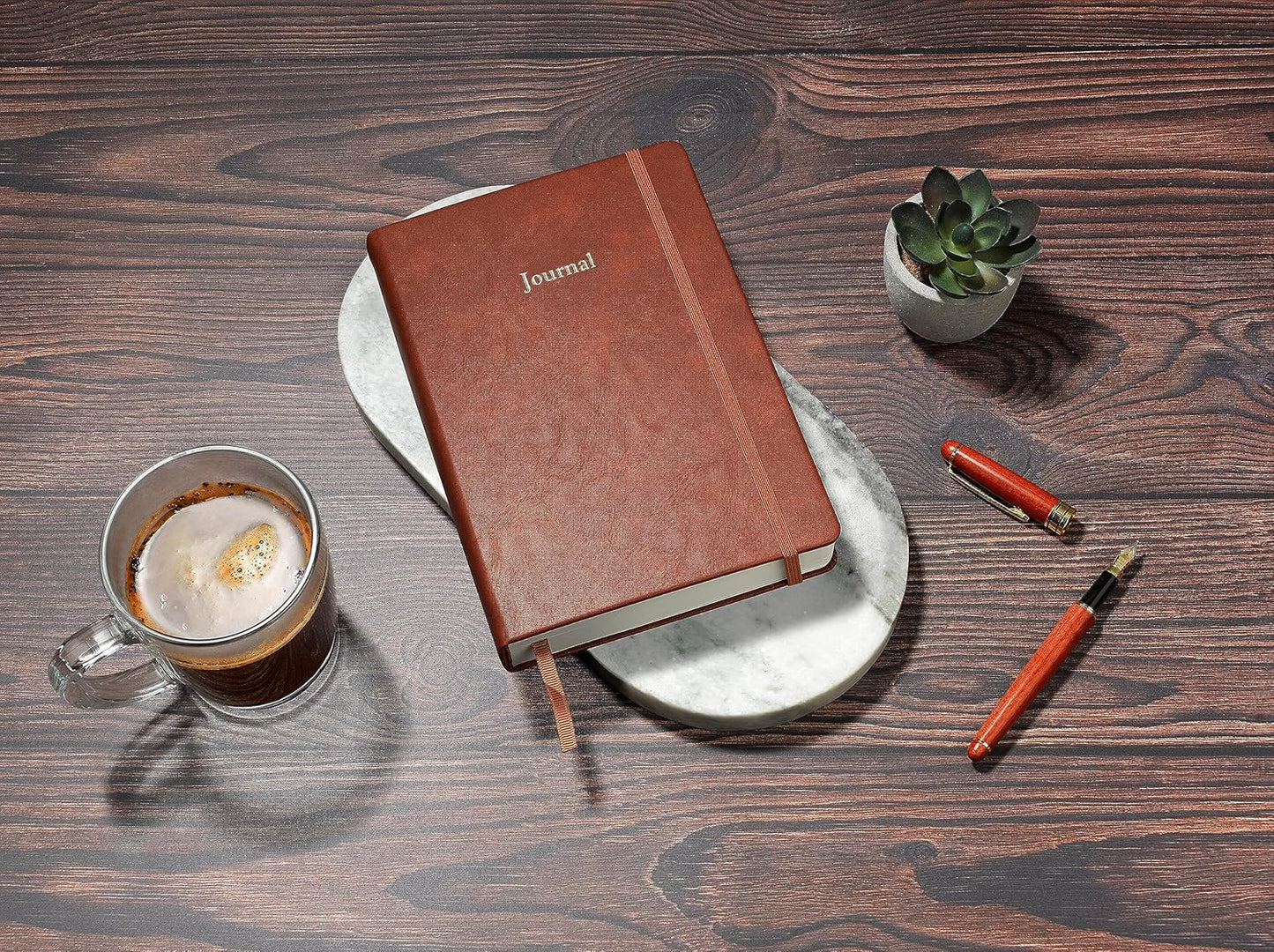 Wykeham's Executive 2026 Undated Daily Journal Planner – US Format – Customization Available (Brown, 8.5"×5.5" - Undated)